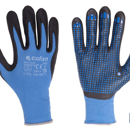 Guantes impregnados de nitrilo con puntos azules Cofan · Imagen de la familia Cofan