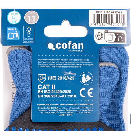 Guantes impregnados de nitrilo con puntos azules Cofan · Imagen de la familia Cofan