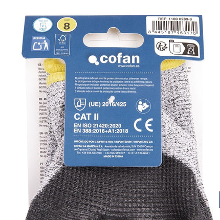 Guantes anticorte ultraligeros impregnados de PU negro Cofan · Imagen de la familia Cofan