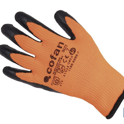 Guantes de protección naranja flúor con látex térmico Cofan · Imagen de la familia Cofan