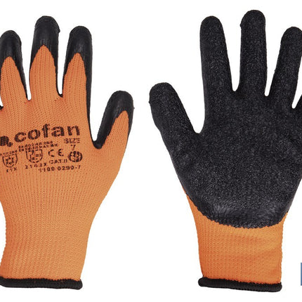 Guantes de protección naranja flúor con látex térmico Cofan · Imagen de la familia Cofan