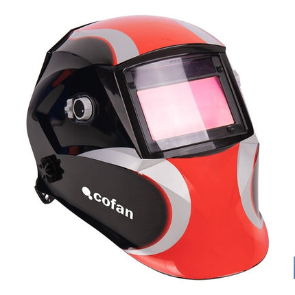 Casco de soldadura automático Red Surfing | Solar, oscurecimiento automático DIN 9-13 | 4 sensores y visor amplio DIN 9-13 | Adecuado para soldadura tipo ARC, MIG, MAG y TIG