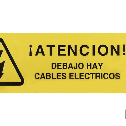 Cinta de balizamiento no adhesiva | Color amarillo | Texto ATENCIÓN CABLES ELÉCTRICOS | Medida: 150 mm | Longitud: 250 metros | Galga 300