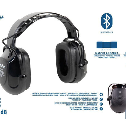Cascos antirruido con Bluetooth | Reducción de sonido (SNR) 29 dB | Protección auditiva con micrófono y control de volumen
