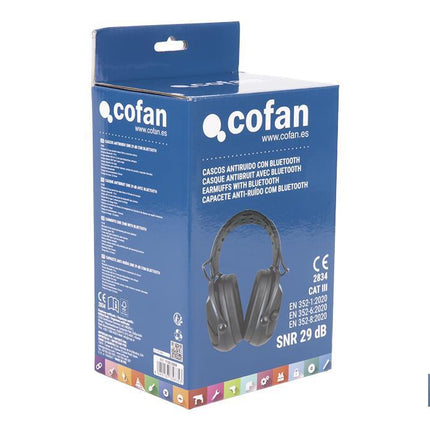 Cascos antirruido con Bluetooth | Reducción de sonido (SNR) 29 dB | Protección auditiva con micrófono y control de volumen