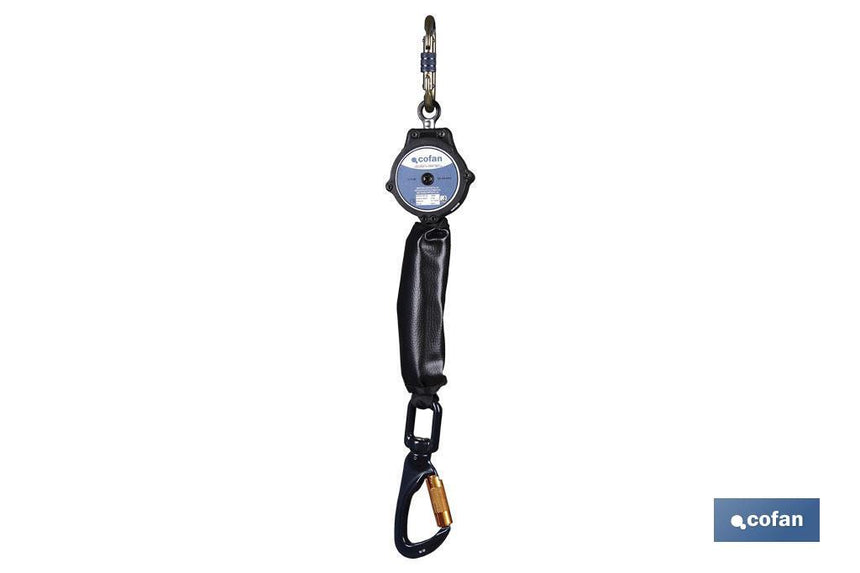Anticaídas Retráctil con Absorbedor de Energía | Cable 2 m | Aguanta 140 kg Máximo en Uso Vertical y Horizontal
