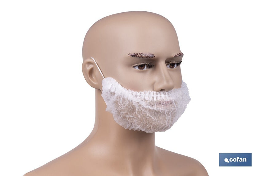 Cubrebarbas desechables | Material: polipropileno | Color: blanco | Talla única | Disponibles en packs de 100 unidades