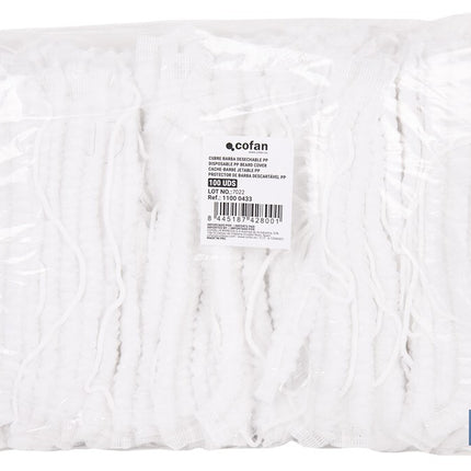 Cubrebarbas desechables | Material: polipropileno | Color: blanco | Talla única | Disponibles en packs de 100 unidades