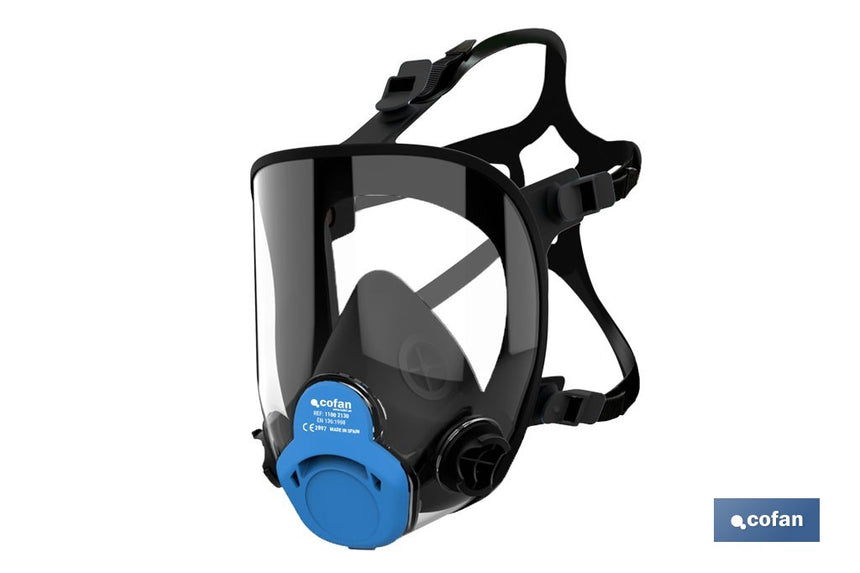 Máscara completa Clase 1 para doble filtro lateral y visor de alta protección | Filtros no incluidos | Conforme con la normativa EN 136 y EN 166
