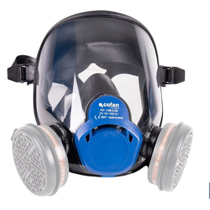 Máscara completa Clase 1 para doble filtro lateral y visor de alta protección | Filtros no incluidos | Conforme con la normativa EN 136 y EN 166