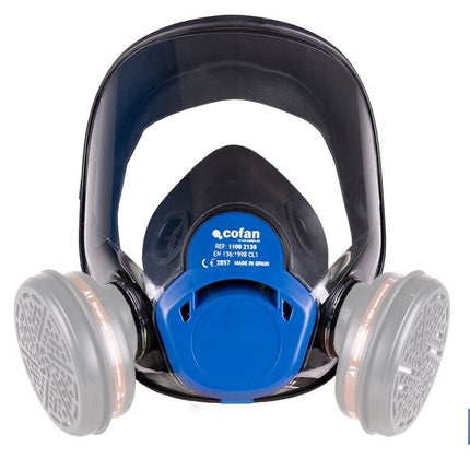 Máscara completa Clase 1 para doble filtro lateral y visor de alta protección | Filtros no incluidos | Conforme con la normativa EN 136 y EN 166