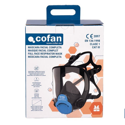 Máscara completa Clase 1 para doble filtro lateral y visor de alta protección | Filtros no incluidos | Conforme con la normativa EN 136 y EN 166