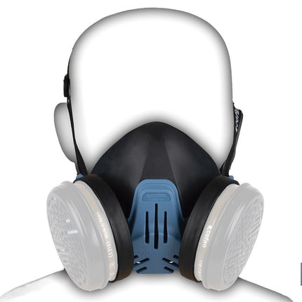 Media máscara | Para dos filtros de protección intercambiables | Bandas de sujeción | Protección contra gases, vapores, partículas peligrosas | Conforme con EN 140:1998