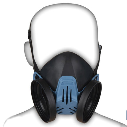 Media máscara | Para dos filtros de protección intercambiables | Bandas de sujeción | Protección contra gases, vapores, partículas peligrosas | Conforme con EN 140:1998