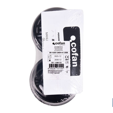 Set de 2 filtros A1 para máscara completa Cofan | Protección frente a gases y vapores de compuestos químicos