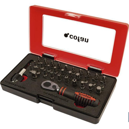 Set mini carraca 1/4 con puntas (33 pcs.)