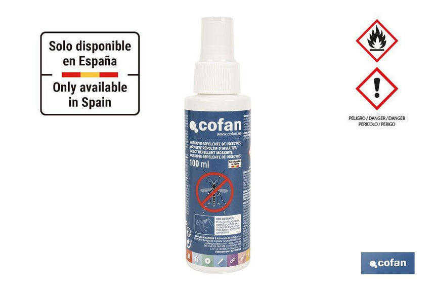 Repelente de insectos | Protección duradera contra mosquitos y otros insectos | Uso seguro para toda la familia | Capacidad: 100 ml | Uso no profesional