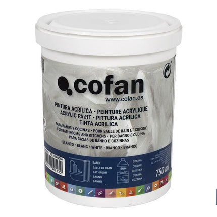 Pintura Acrílica para Baño y Cocina | Bote de 750 ml | Color Blanco