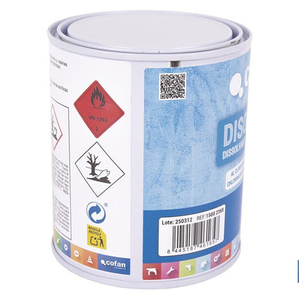 Disolvente clorocaucho | Diluyente para resinas acrílicas termoplásticas | Alta compatibilidad y brochabilidad | No afecta al brillo | Capacidad: 750 ml