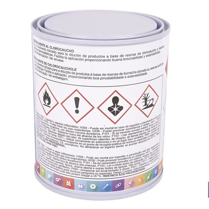 Disolvente clorocaucho | Diluyente para resinas acrílicas termoplásticas | Alta compatibilidad y brochabilidad | No afecta al brillo | Capacidad: 750 ml