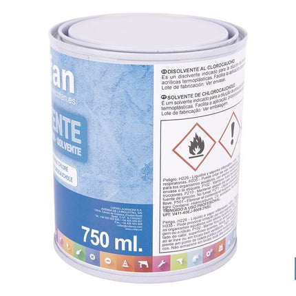 Disolvente clorocaucho | Diluyente para resinas acrílicas termoplásticas | Alta compatibilidad y brochabilidad | No afecta al brillo | Capacidad: 750 ml
