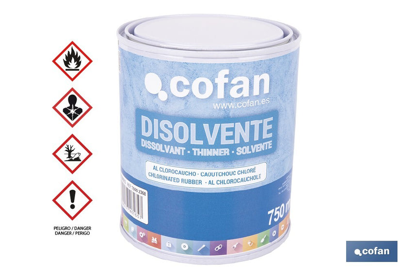 Disolvente clorocaucho | Diluyente para resinas acrílicas termoplásticas | Alta compatibilidad y brochabilidad | No afecta al brillo | Capacidad: 750 ml