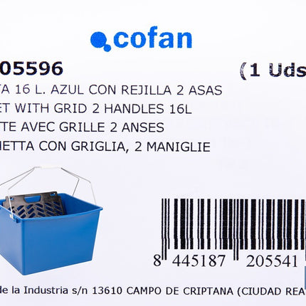 Cubeta con rejilla para escurrir rodillos | Con asas metálicas incorporadas | Especial para uso profesional