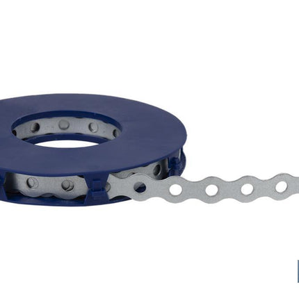 Rollo de Cinta Perforada de Acero Galvanizado | Medidas: 17 mm x 0,8 mm x 10 m