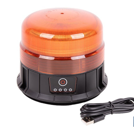 Luz emergencia rotativa 360° | Recargable USB-C | Base magnética | Certificada ECE R65 | Para vehículos industriales y agrícolas