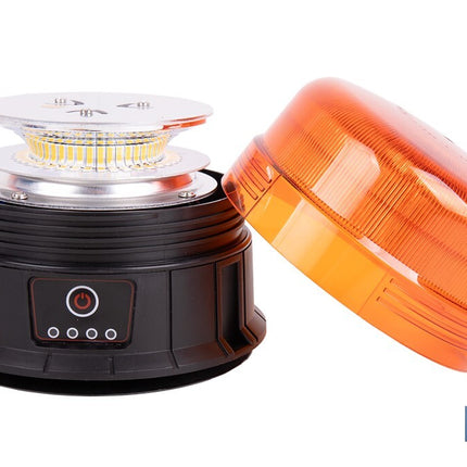 Luz emergencia rotativa 360° | Recargable USB-C | Base magnética | Certificada ECE R65 | Para vehículos industriales y agrícolas