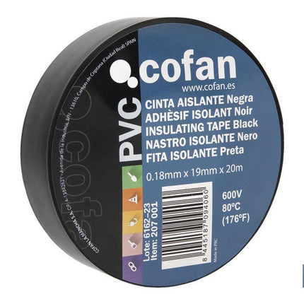 Cinta Aislante 180 Micras | Color negro | Resistente al voltaje, al calor y a diferentes ácidos y alcalinos 10 uds
