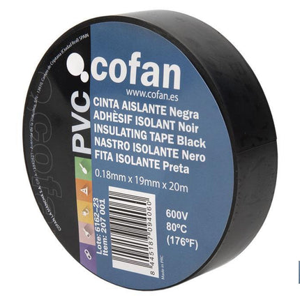 Cinta Aislante 180 Micras | Color negro | Resistente al voltaje, al calor y a diferentes ácidos y alcalinos 10 uds