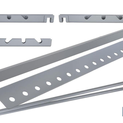 Set expositor de cuerdas y cadenas con barra de carga | Material: acero | Medidor integrado para bobinas | Organización eficiente y segura | Medidas: 50 x 1000 x 70 mm