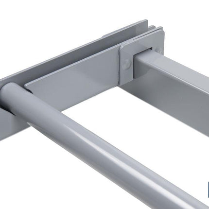 Set expositor de cuerdas y cadenas con barra de carga | Material: acero | Medidor integrado para bobinas | Organización eficiente y segura | Medidas: 50 x 1000 x 70 mm