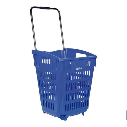 Carrito de la compra | Cesta con 2 ruedas | Asa telescópica | Capacidad: 52 litros | Color: azul | Medidas: 39 x 39 x 52,9 cm
