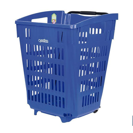 Carrito de la compra | Cesta con 2 ruedas | Asa telescópica | Capacidad: 52 litros | Color: azul | Medidas: 39 x 39 x 52,9 cm