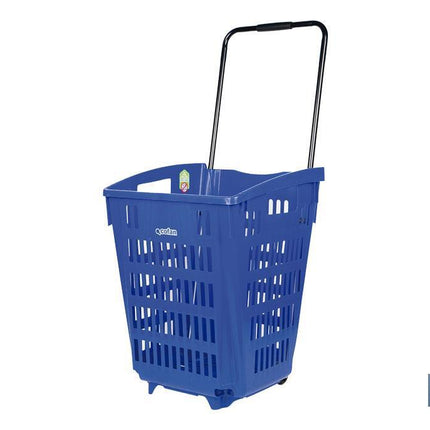 Carrito de la compra | Cesta con 2 ruedas | Asa telescópica | Capacidad: 52 litros | Color: azul | Medidas: 39 x 39 x 52,9 cm