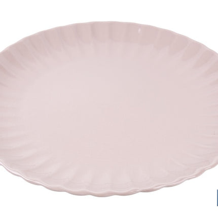 Vajilla de porcelana esmaltada en color rosa nude con diseño en relieve | Set de 16 piezas | Apta para lavavajillas, microondas y horno