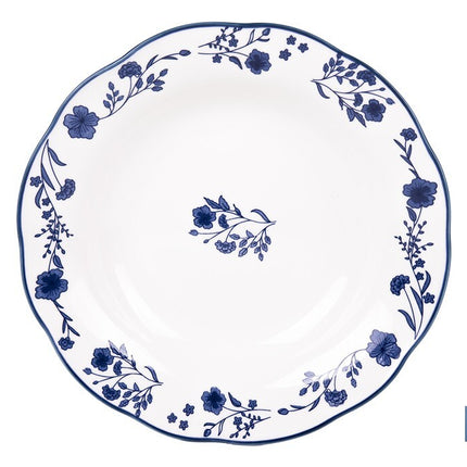 Vajilla de porcelana con flores azules | Set de 18 piezas | Adecuado para 6 personas | Apta para lavavajillas, microondas y horno