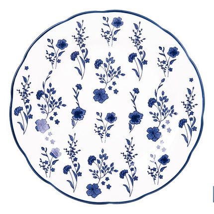 Vajilla de porcelana con flores azules | Set de 18 piezas | Adecuado para 6 personas | Apta para lavavajillas, microondas y horno
