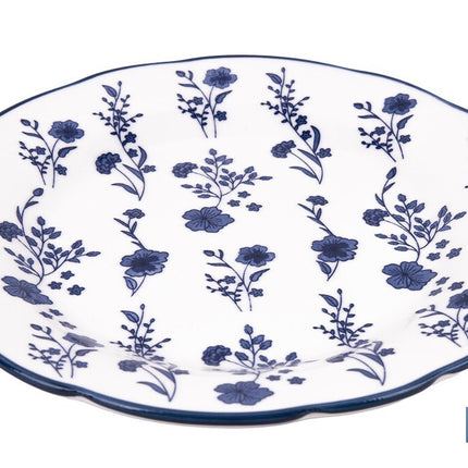 Vajilla de porcelana con flores azules | Set de 18 piezas | Adecuado para 6 personas | Apta para lavavajillas, microondas y horno