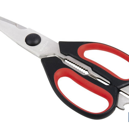 Tijeras de cocina multiusos con mango antideslizante | Hojas de acero inoxidable | Longitud: 21,5 cm | Perfectas para cortar, partir nueces y abrir botellas
