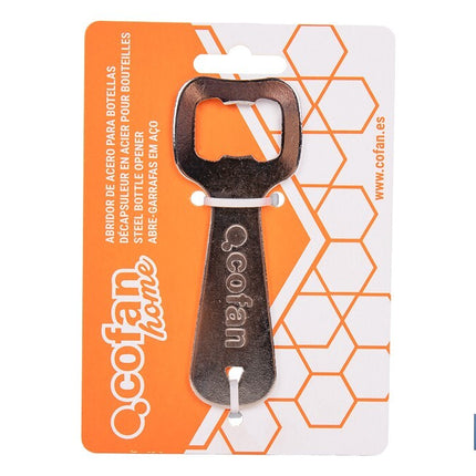 Abridor de botellas profesional | Material: acero cincado | Ideal para hostelería y uso doméstico | Medidas: 10,5 x 4 cm