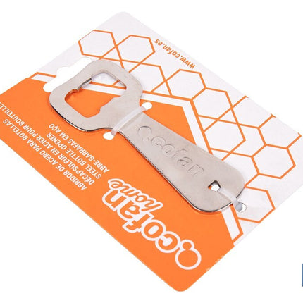 Abridor de botellas profesional | Material: acero cincado | Ideal para hostelería y uso doméstico | Medidas: 10,5 x 4 cm