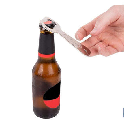 Abridor de botellas profesional | Material: acero cincado | Ideal para hostelería y uso doméstico | Medidas: 10,5 x 4 cm