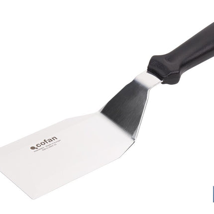 Espátula acodada de acero inoxidable | Perfecta para barbacoas, parrillas y planchas | Mango resistente y ergonómico