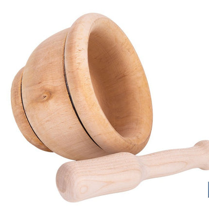 Mortero de madera de abedul con maza. Diámetro: Ø14 cm. Ideal para machacar alimentos