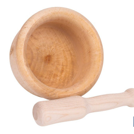 Mortero de madera de abedul con maza. Diámetro: Ø14 cm. Ideal para machacar alimentos