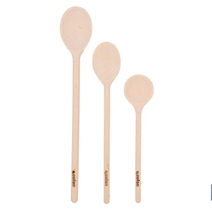 Set de 3 cucharas de madera de álamo | Utensilios de 20 cm, 25 cm y 30 cm | Ideal para remover y mezclar