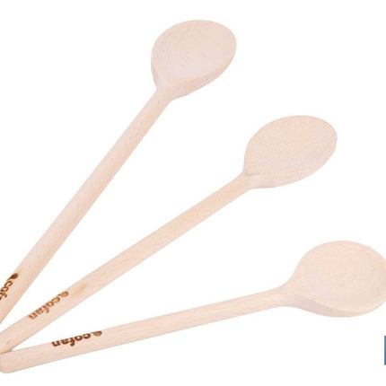 Set de 3 cucharas de madera de álamo | Utensilios de 20 cm, 25 cm y 30 cm | Ideal para remover y mezclar